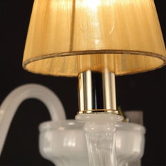 Sconce 2 Arms Silk Murano Glass, Amber Lampshades Chapeau by Multiforme