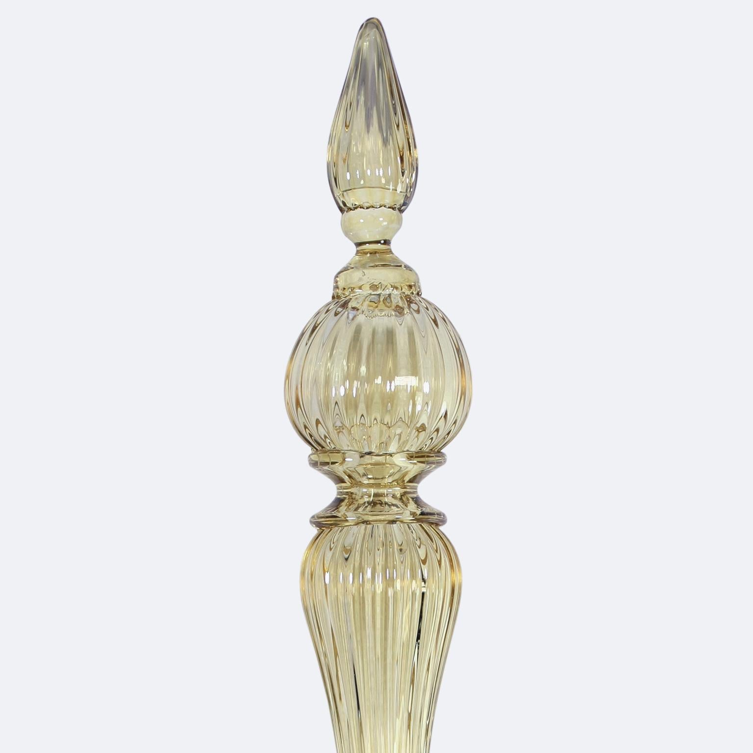Lámpara 2 Brazos Cristal Murano Paja, Pantallas Paja Chapeau by Multiforme Italiano en venta
