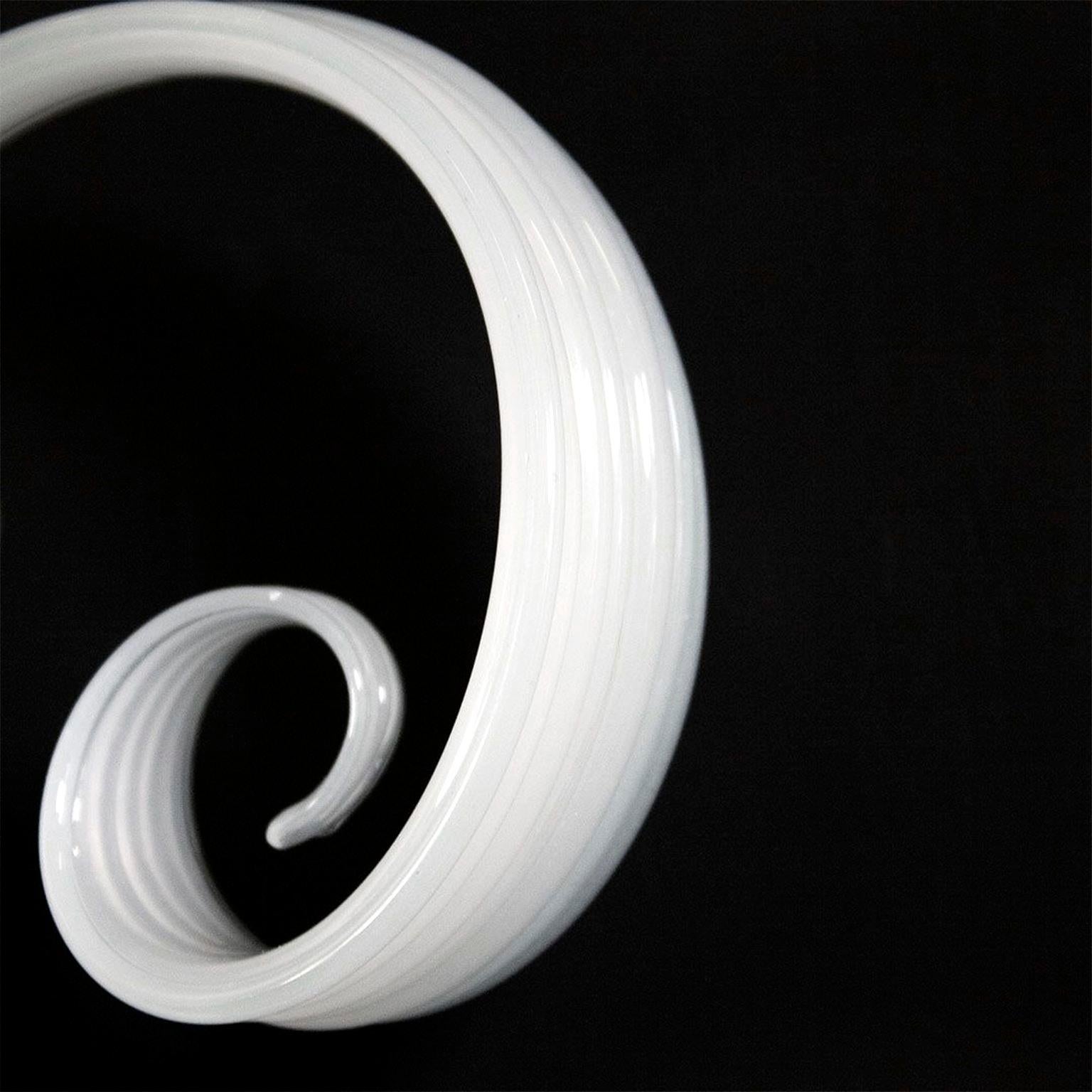 Italian Sconce 2 Arms white silk Artistic Murano Glass Curled Details by Multiforme For Sale