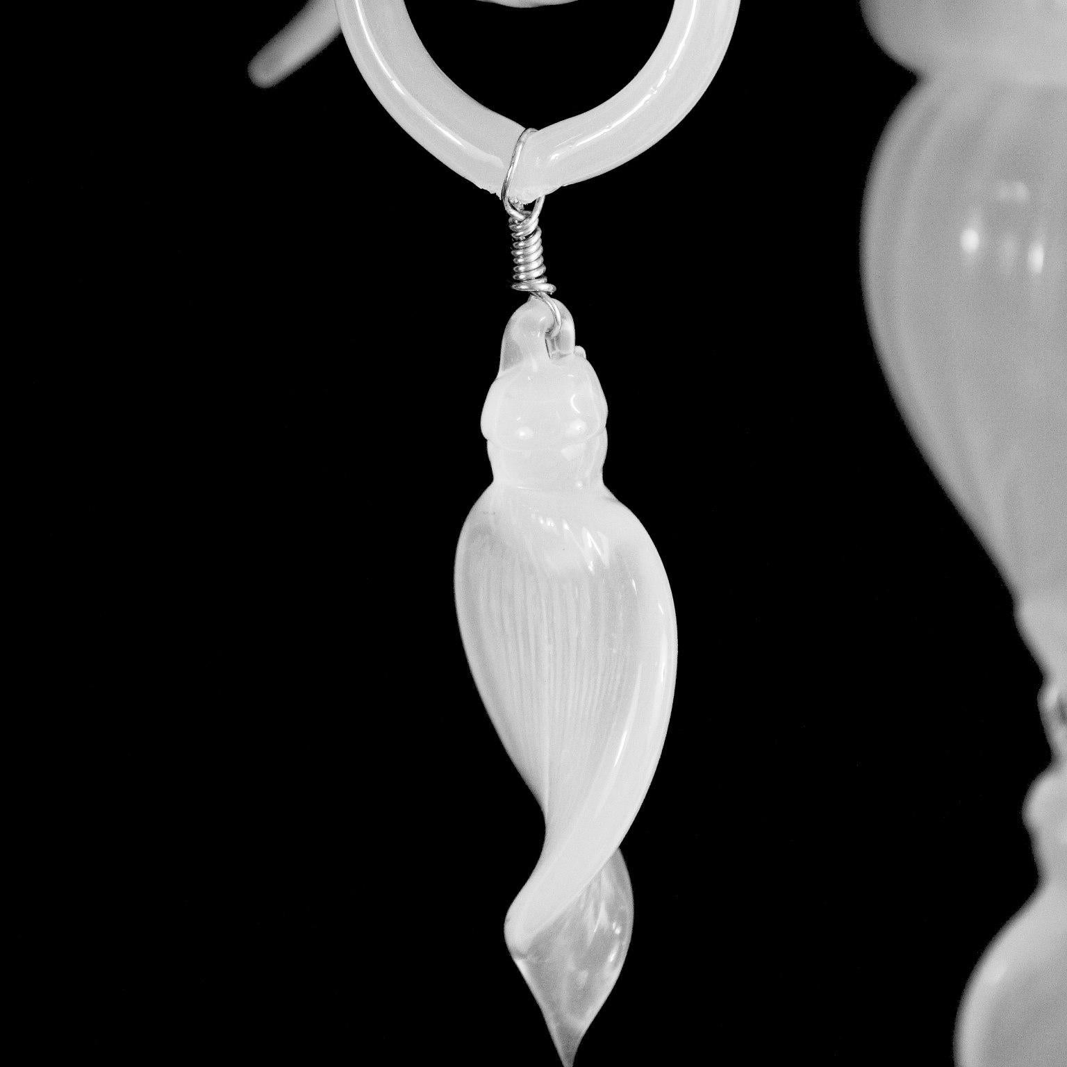 Sconce 2 Arms White Silk Murano Glass with details by Multiforme in stock In New Condition For Sale In Trebaseleghe, IT