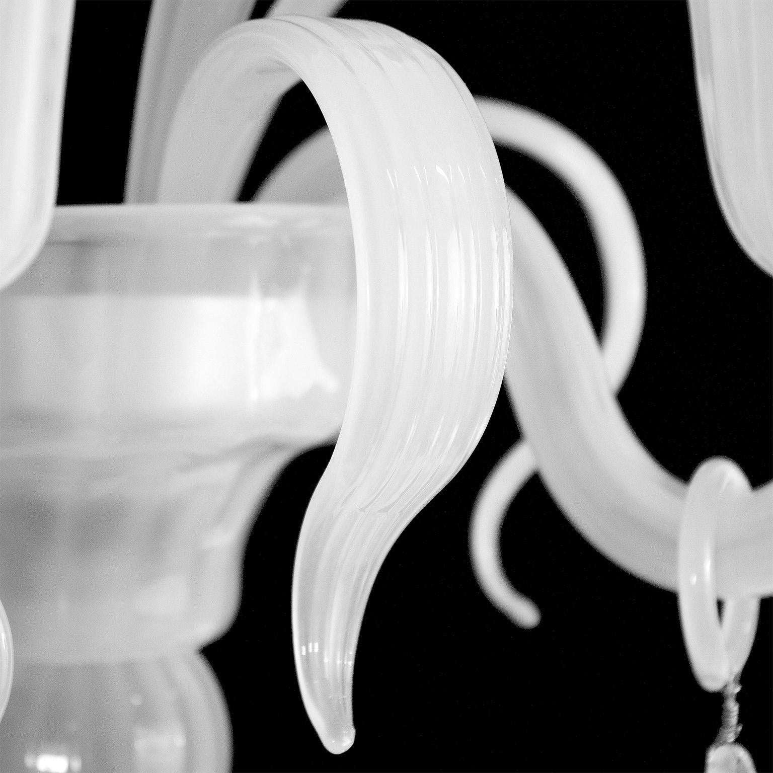 Contemporary Sconce 2 Arms White Silk Murano Glass with details by Multiforme in stock For Sale