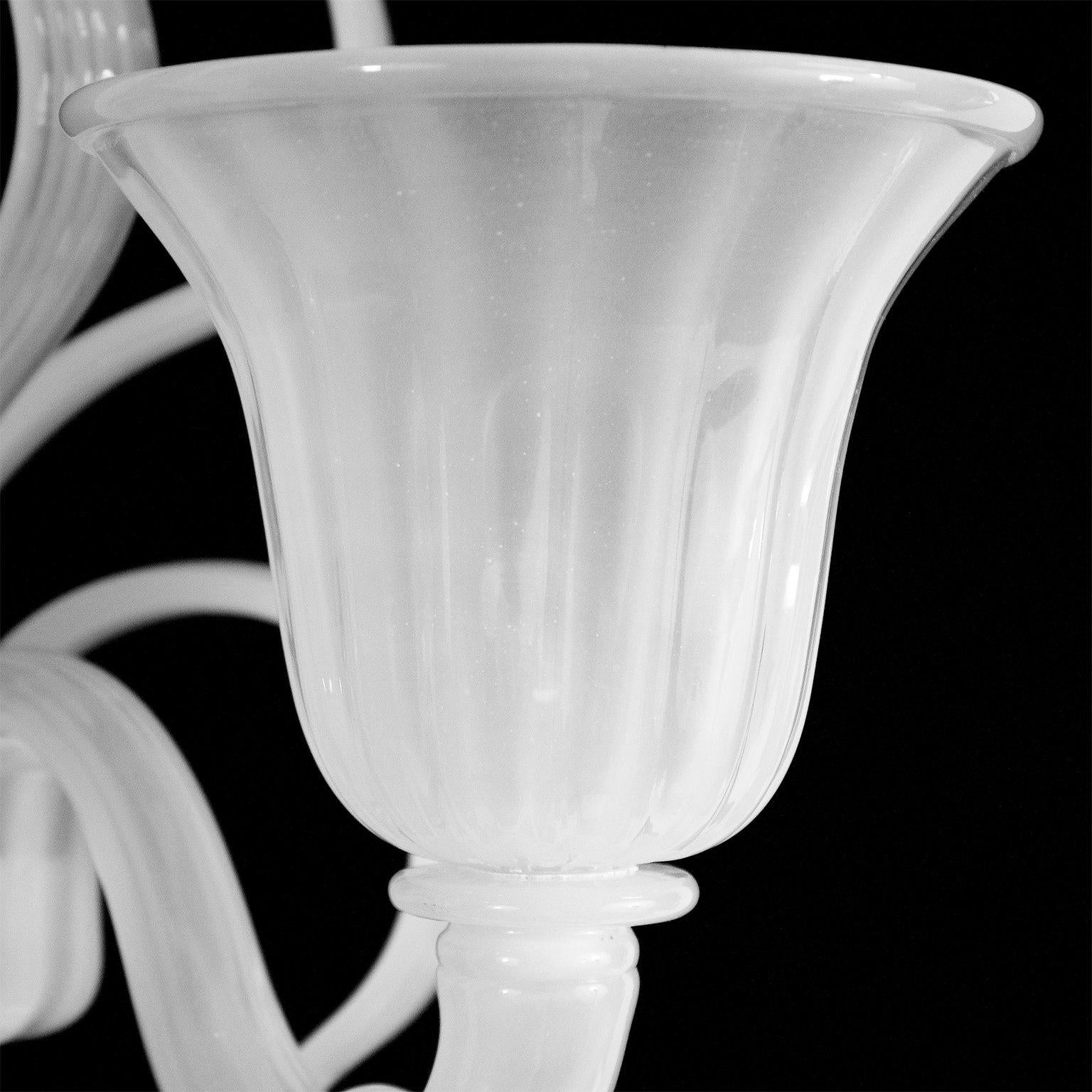 Blown Glass Sconce 2 Arms White Silk Murano Glass with details by Multiforme in stock For Sale