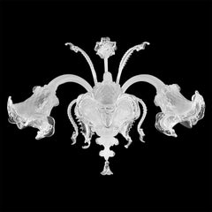 Sconce 3 Arms, White Silk Murano Glass Crystal Details by Multiforme in stock