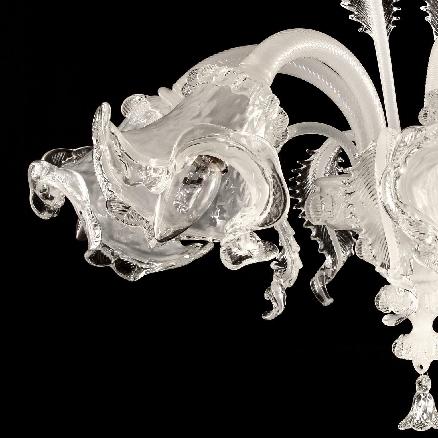 Sconce 3 Arms, White Silk Murano Glass Crystal Details by Multiforme in stock In New Condition For Sale In Trebaseleghe, IT