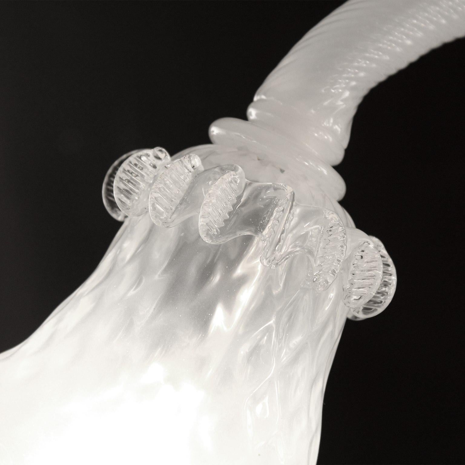Contemporary Sconce 3 Arms, White Silk Murano Glass Crystal Details by Multiforme in stock For Sale