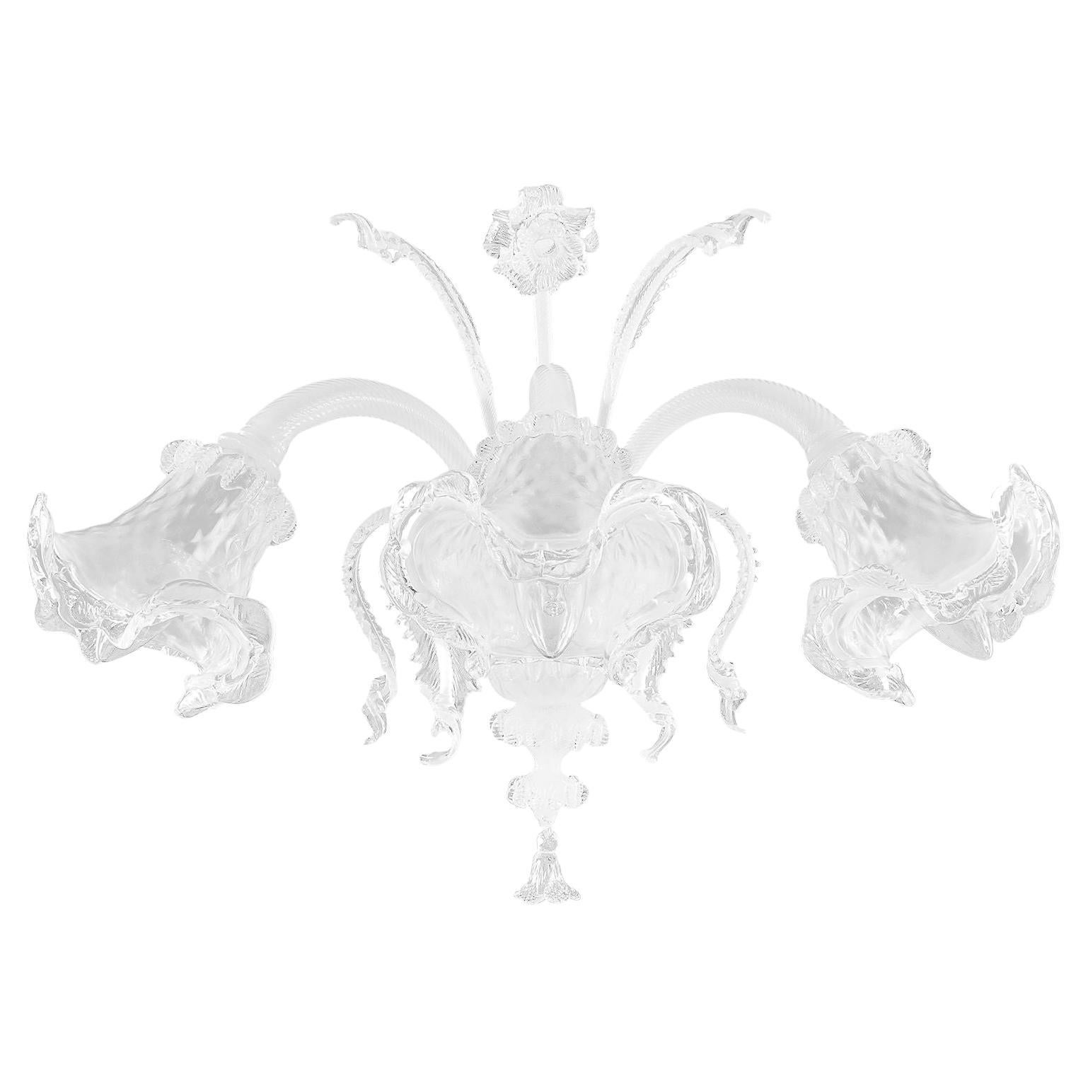 Sconce 3 Arms, White Silk Murano Glass Crystal Details by Multiforme in stock