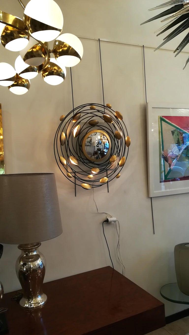 Sconce and Mirror Illuminated by Lightning Gold Shells For Sale 1