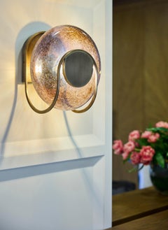 Sconce, Blown Glass, Antique Plated Metal Details