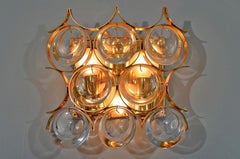 Sconce by Ernst Palme for Palwa, 1960s, Gilded Brass and Crystal Glass