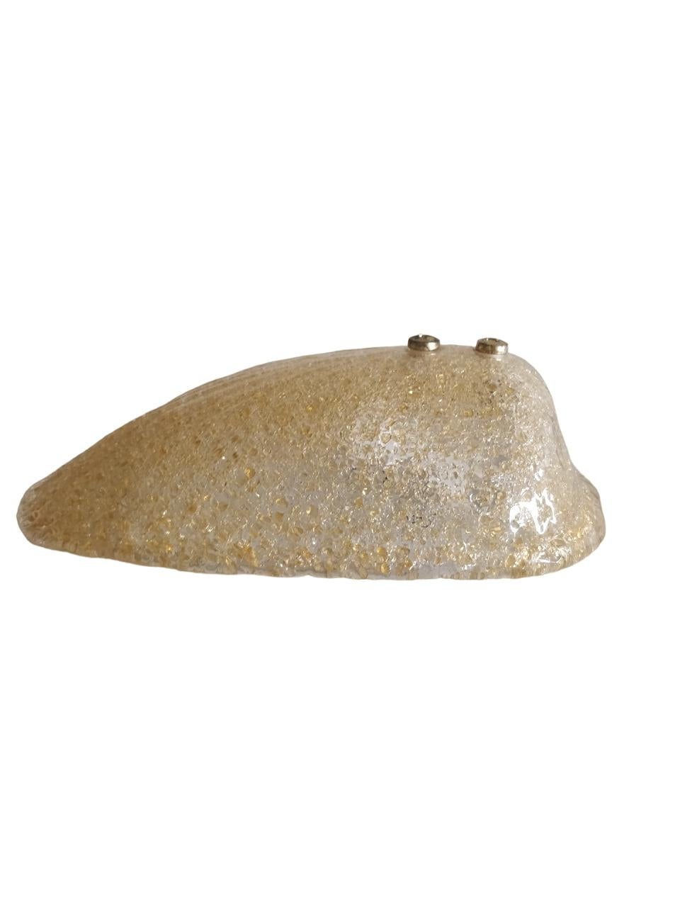 Italian applique by Mazzega with oval Murano honey glass For Sale