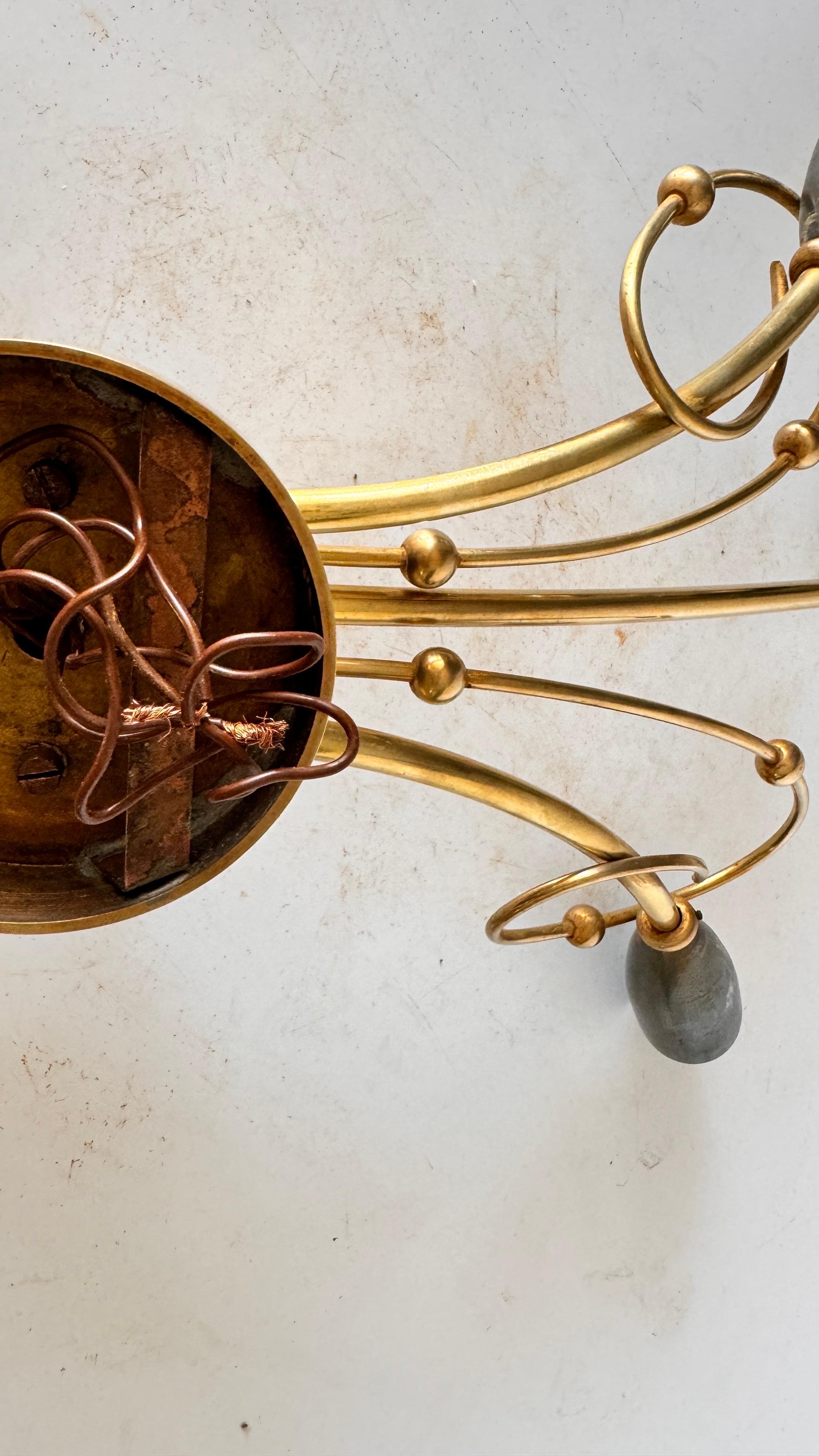 Metal Sconce in Brass Floral Pattern Italy 1960 For Sale