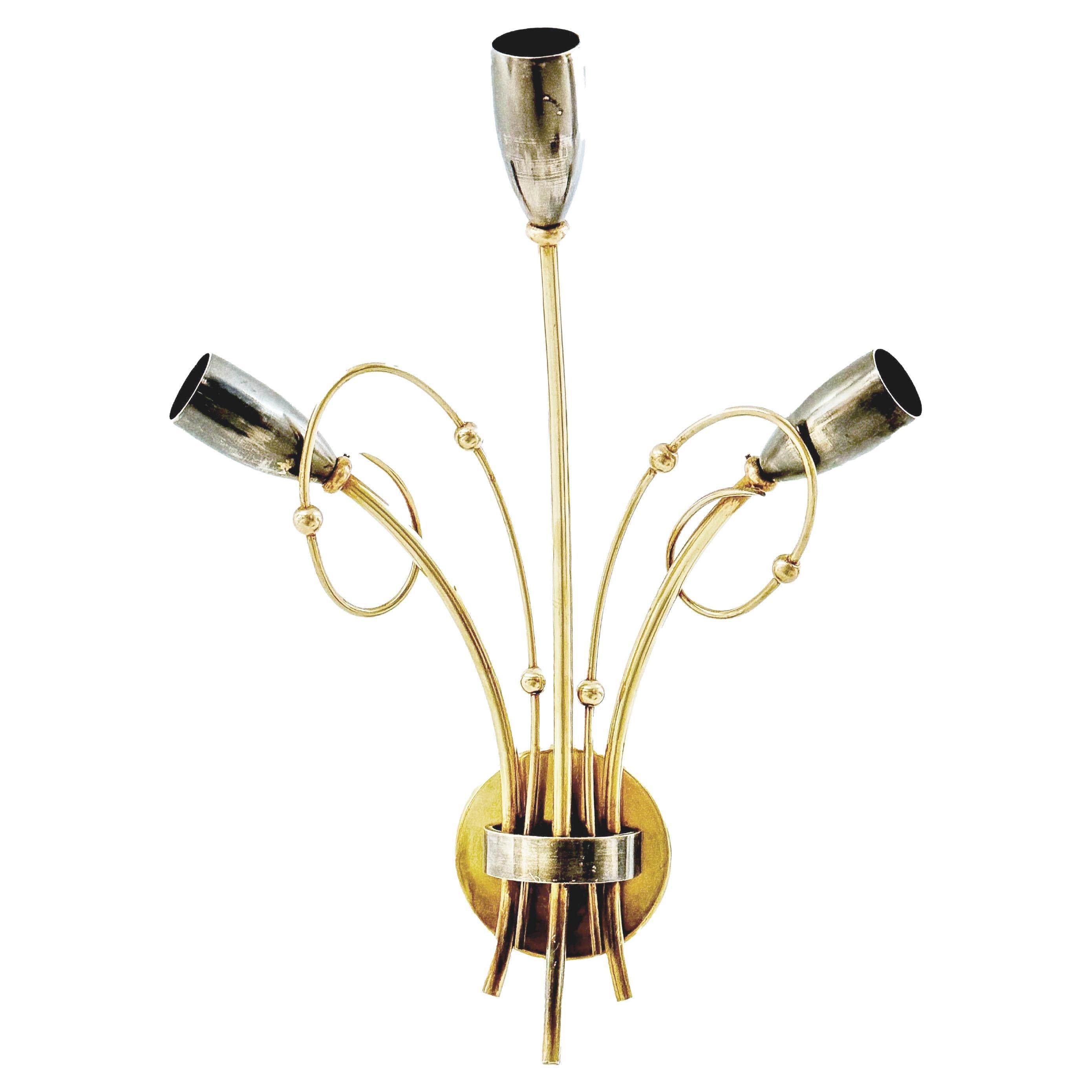 Sconce in Brass Floral Pattern Italy 1960