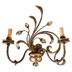 Sconce in Gilt Metal and Brass Floral Pattern, France 1970, Large Model