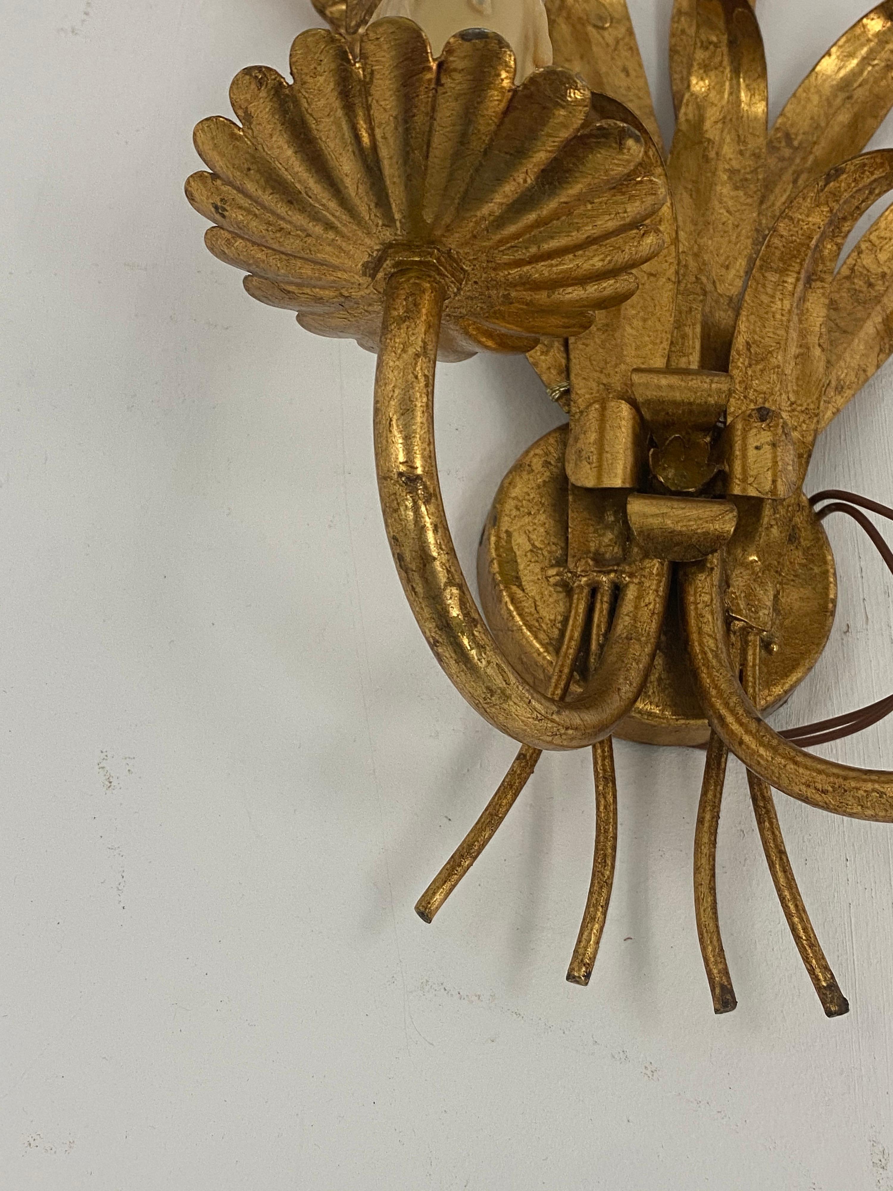 Sconce in Gilt Metal and Wheat Pattern, France 1970, Large Model For Sale 4