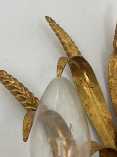 Sconce in Gilt Metal and Wheat Pattern, France 1970, Large Model