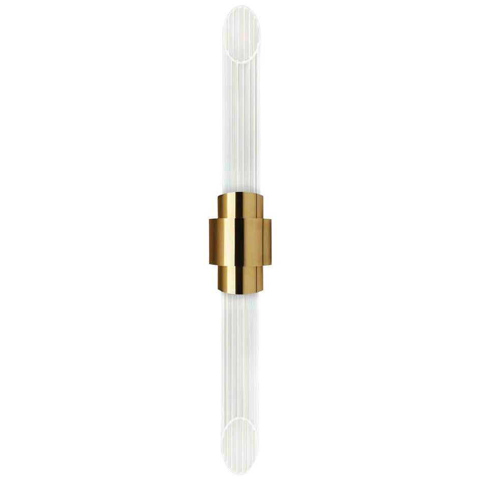 Sconce in Gold-Plated Brass with Crystal Glass Flutes