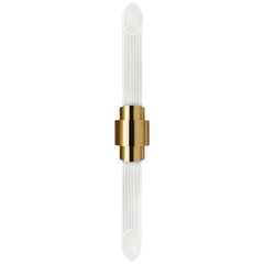 Sconce in Gold-Plated Brass with Crystal Glass Flutes