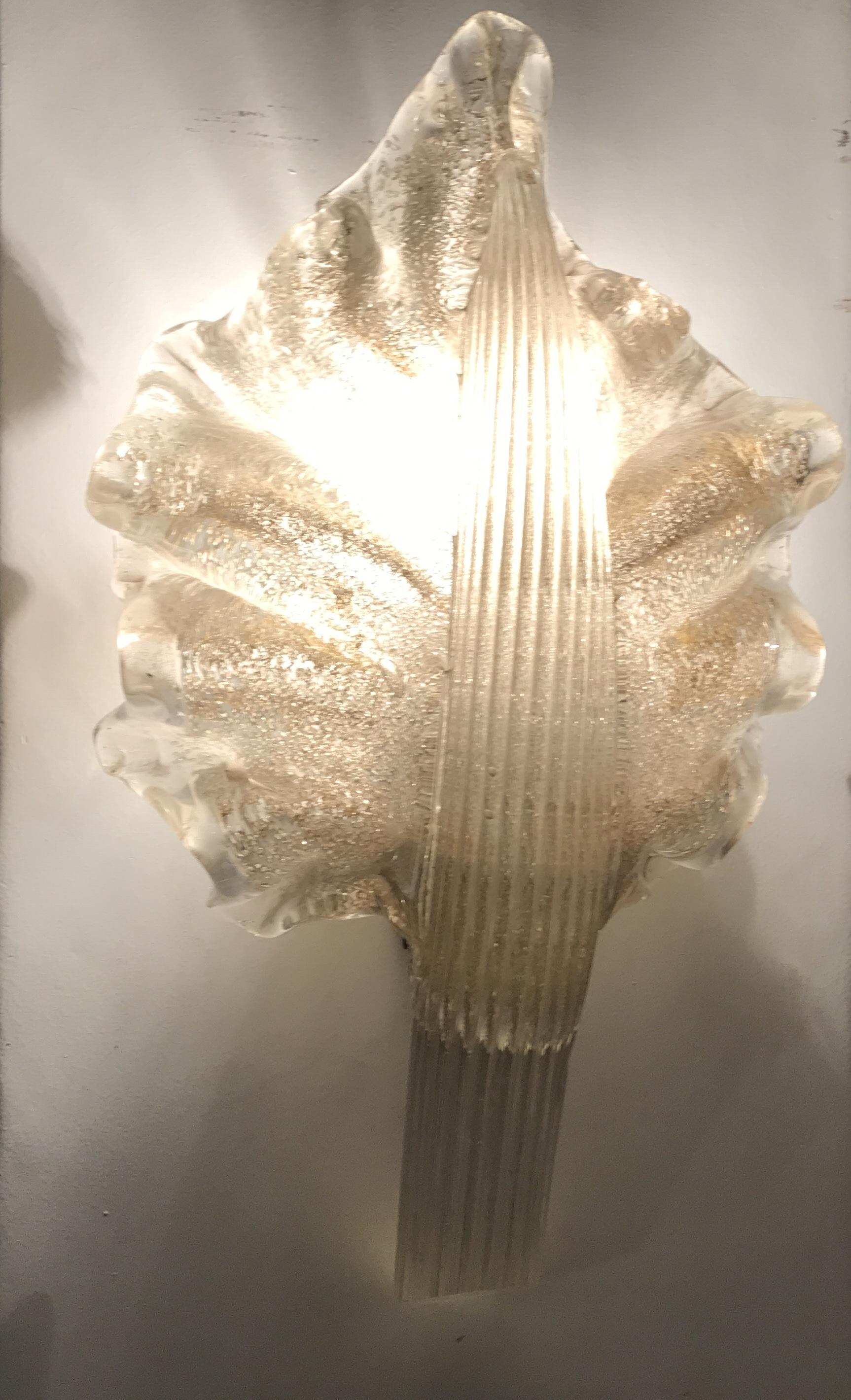 Murano Glass Sconce in Murano and Gold, Style, Art Deco, 1920, Italian For Sale