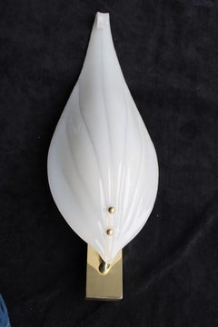 Wandleuchter aus Muranoglas Farbe Weiß Messing Struktur Franco Luce Design 1970er Jahre
