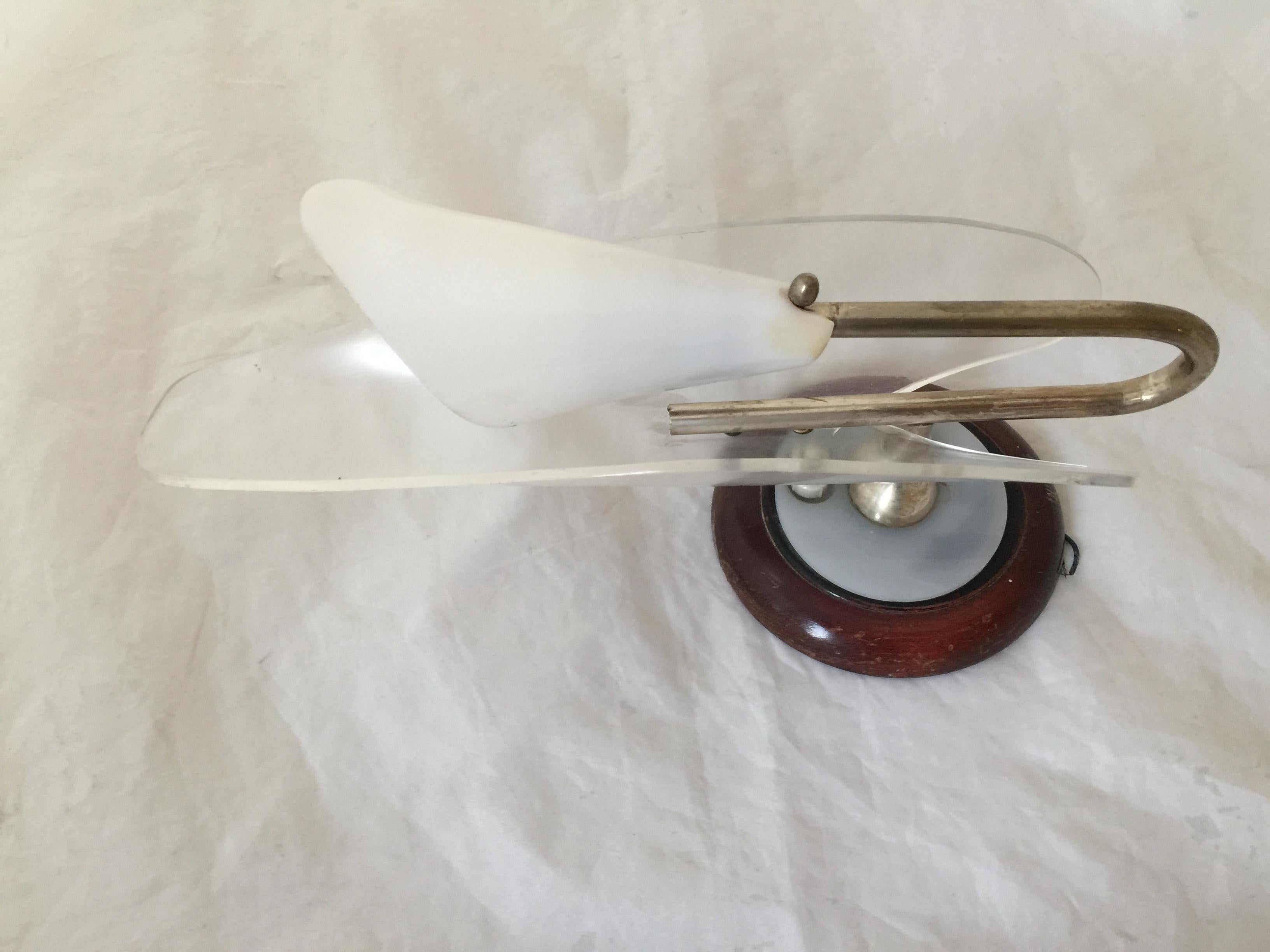 Space Age Sconce Italian, 1960, Materials: Acrylic and Wood For Sale