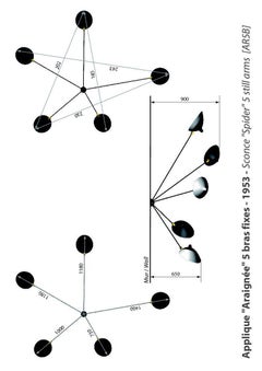 Sconce Lamp Serge Mouille Model "Applique Spider 5 Arms" in Black or White