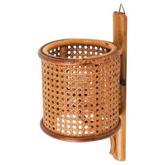 Wandleuchter „Lantern“ aus Rattan und Bambus im Louis Sognot-Stil, Italien 1960er Jahre