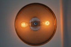 Sconce Light from Brass Soil Sifter Frame and Screen, 2-Bulb Illumination