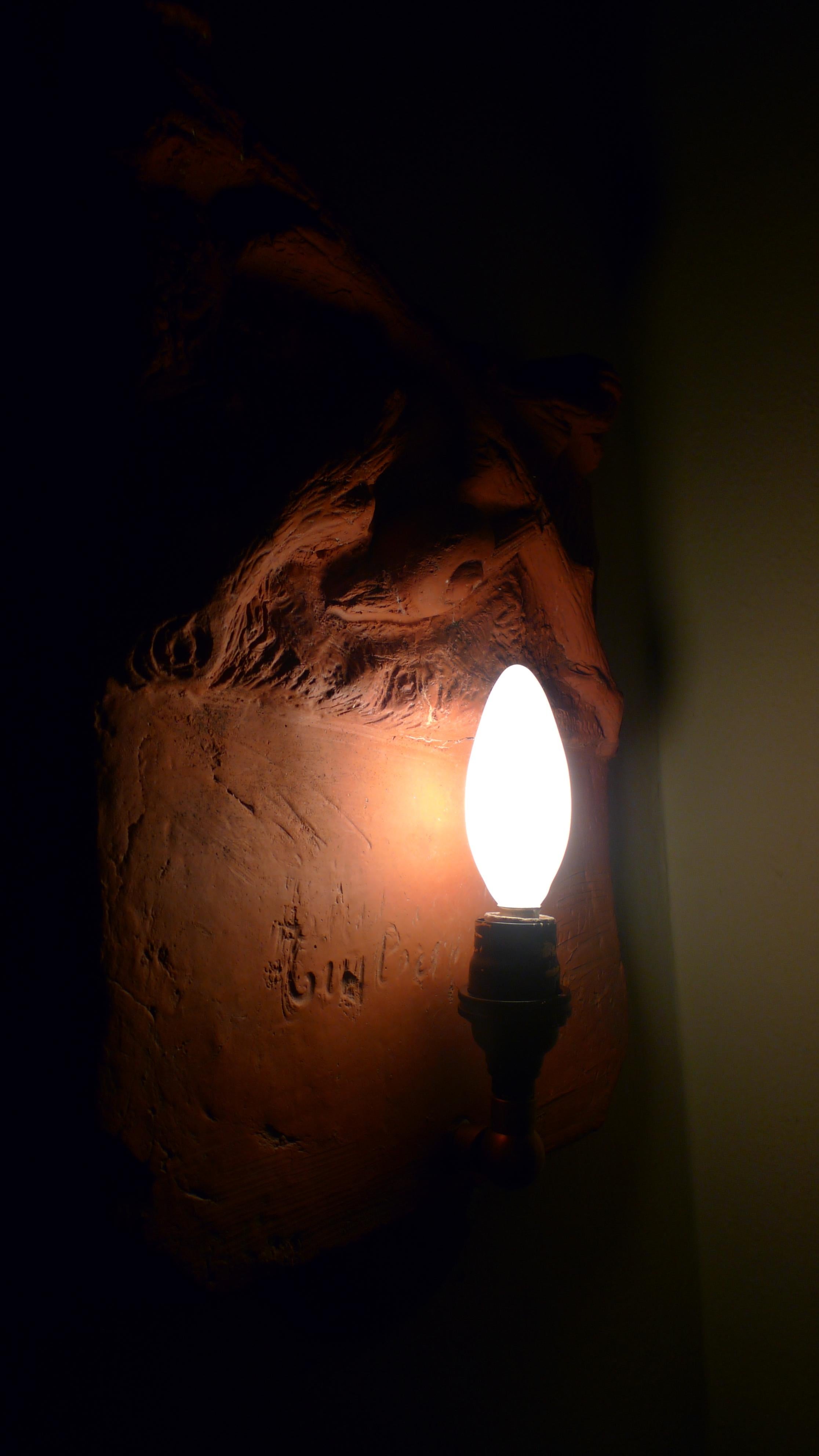 Sconce Light from French Terracotta Garden Stone Signed by Artist, circa 1700s For Sale 6