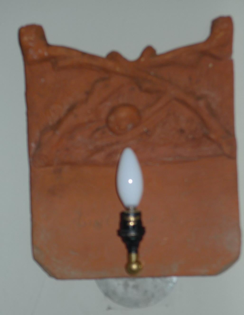 Sconce Light from French Terracotta Garden Stone Signed by Artist, circa 1700s For Sale 7