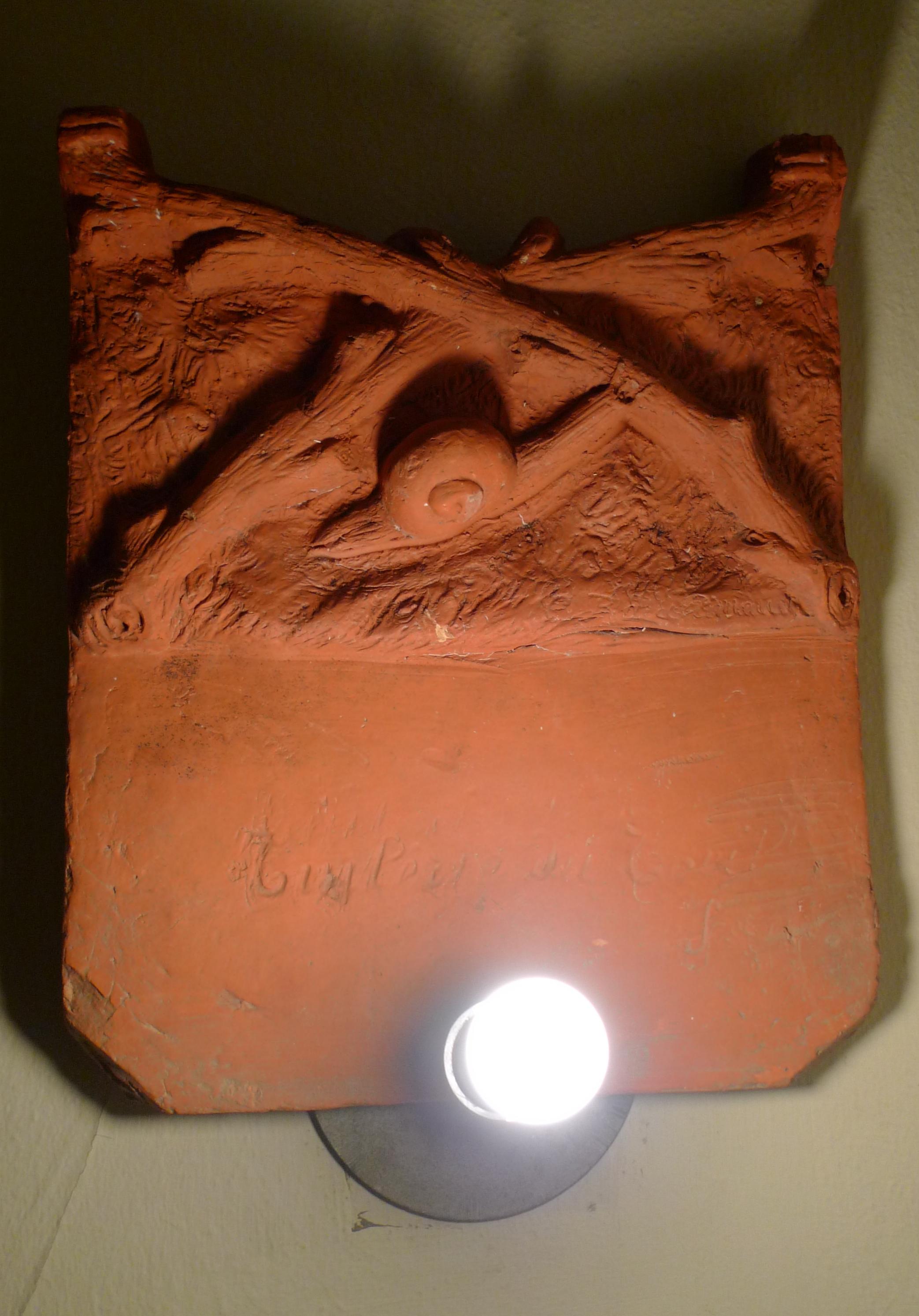 Sconce Light from French Terracotta Garden Stone Signed by Artist, circa 1700s For Sale 8