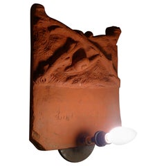 Sconce Light from French Terracotta Garden Stone Signed by Artist, circa 1700s