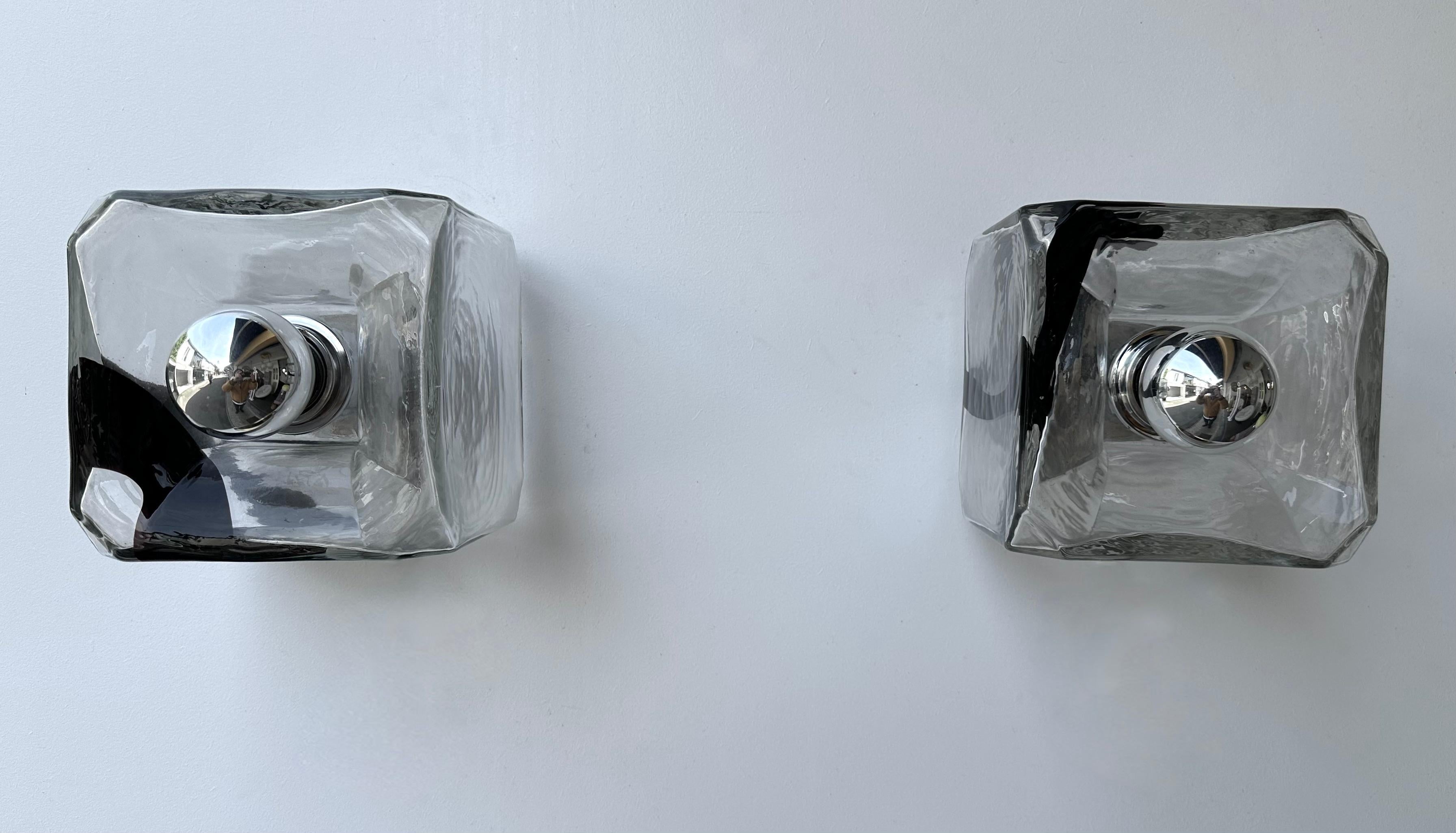 Late 20th Century Sconce Murano Glass Cube by Vistosi, Italy, 1970s For Sale