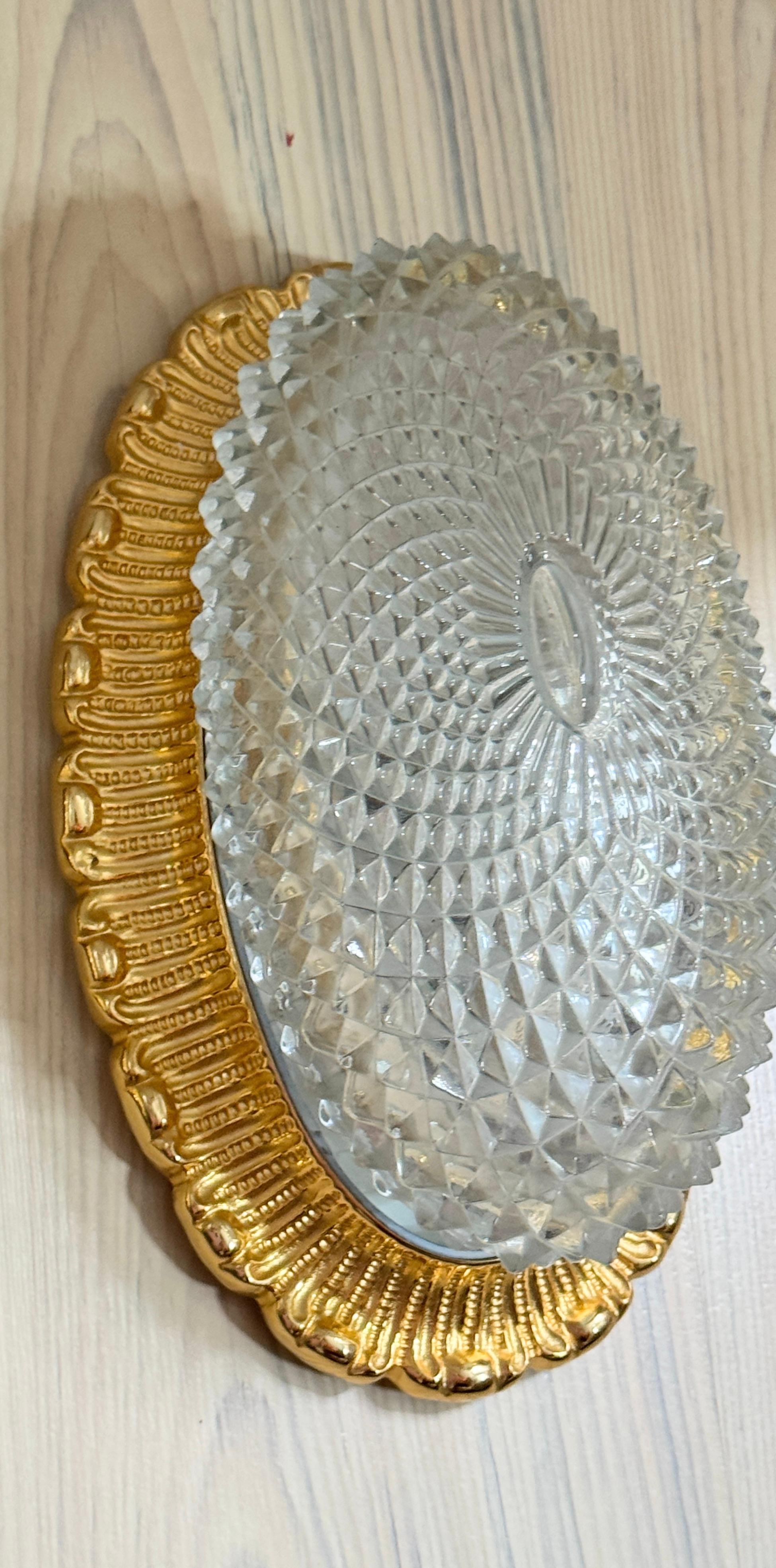 Single Sconce Gold-Plated Base Glashütte Limburg Hollywood Regency Style 1960s For Sale 4