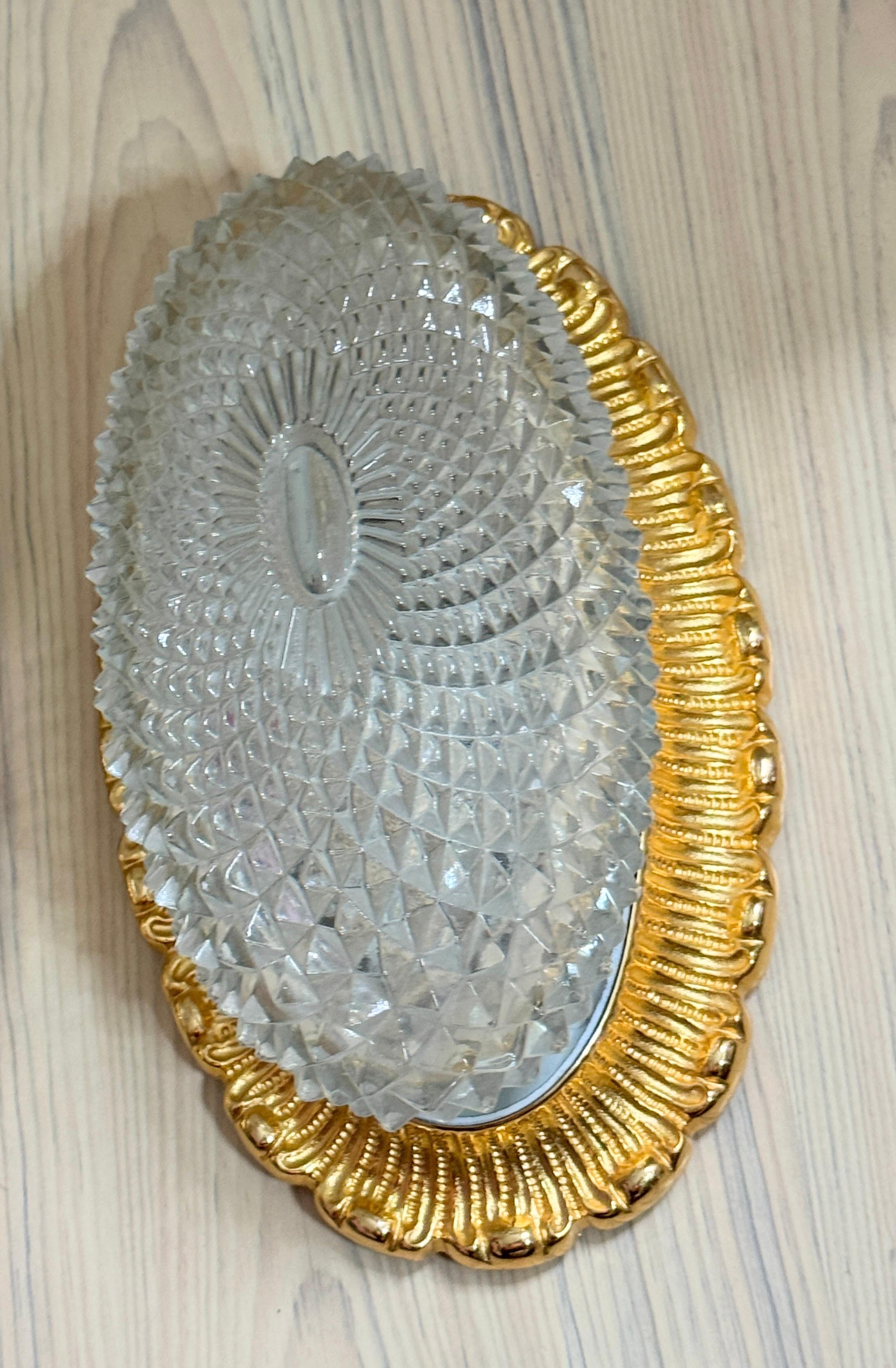Single Sconce Gold-Plated Base Glashütte Limburg Hollywood Regency Style 1960s For Sale 5