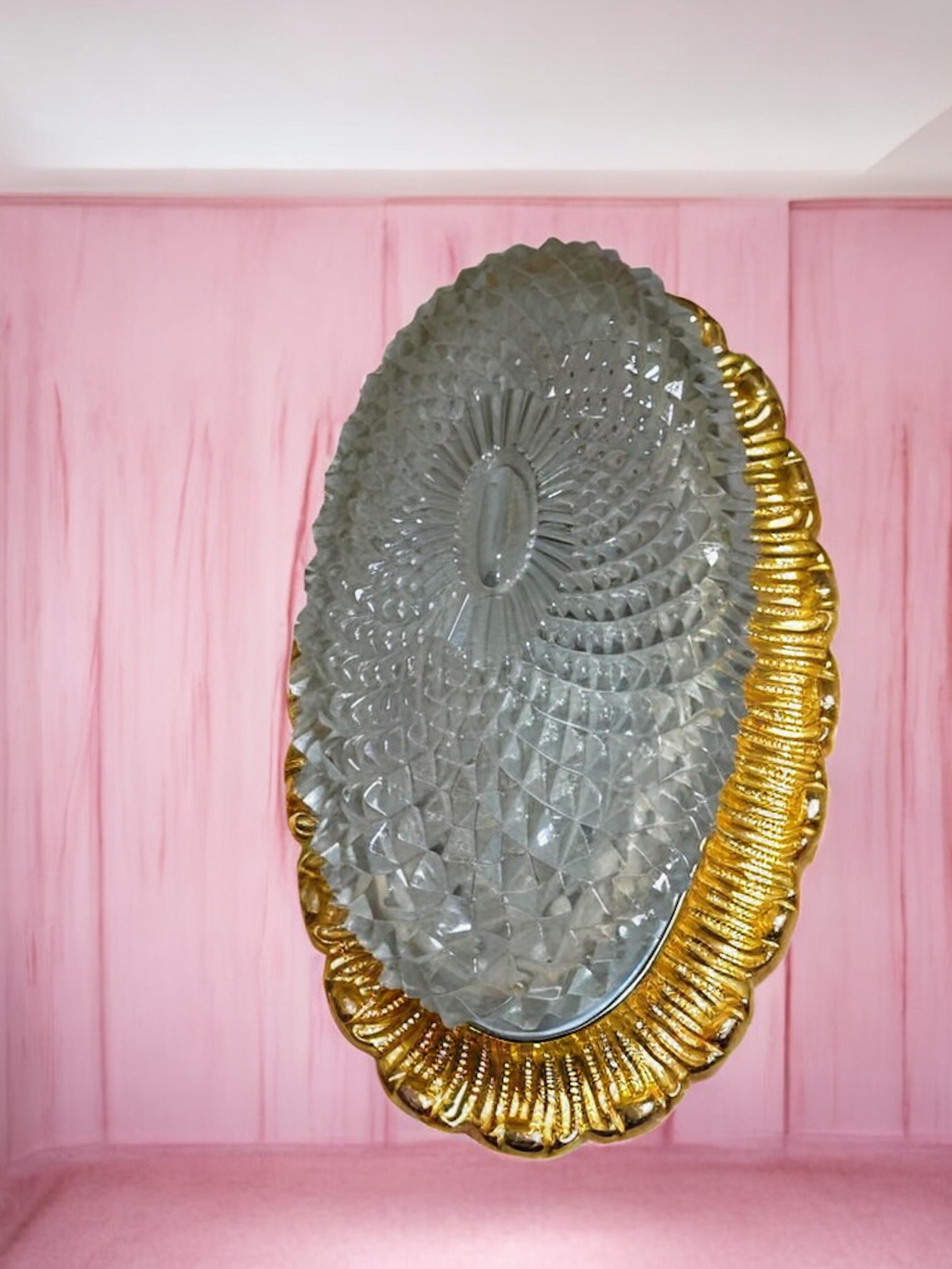 Single Sconce Gold-Plated Base Glashütte Limburg Hollywood Regency Style 1960s For Sale 8