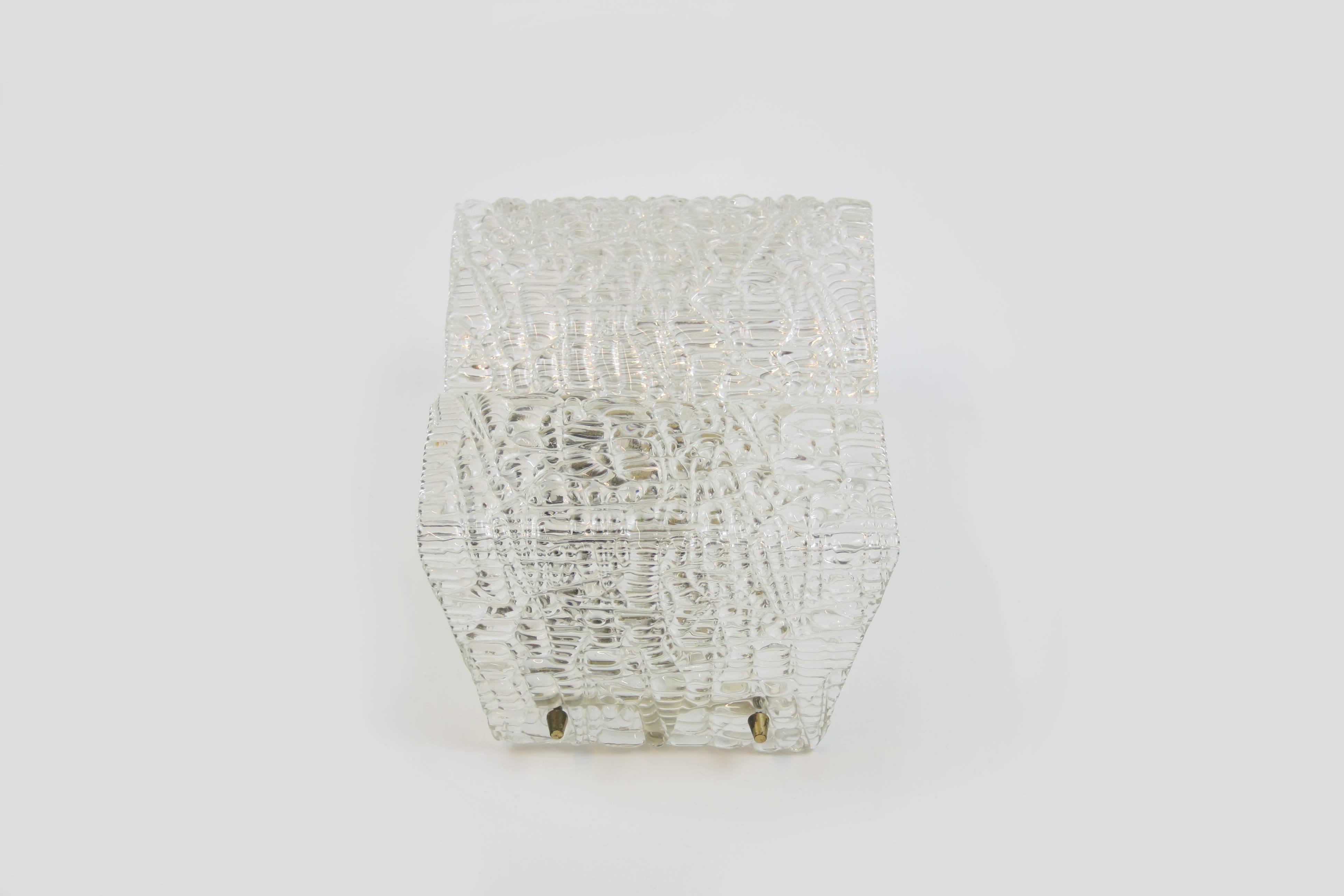 Mid-20th Century Sconce or Wall Light Glass Original Design Kalmar Vienna Austria, 1960s For Sale