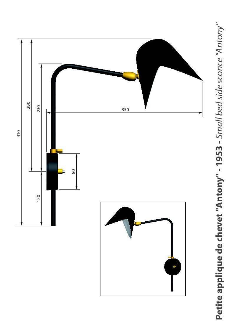 Mid-Century Modern Applique Antony ou petite lampe de chevet Serge Mouille  en vente