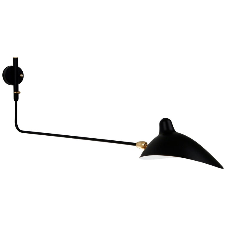 Sconce Serge Mouille Applique Model "One Rotating Straight Arm" Black or White For Sale
