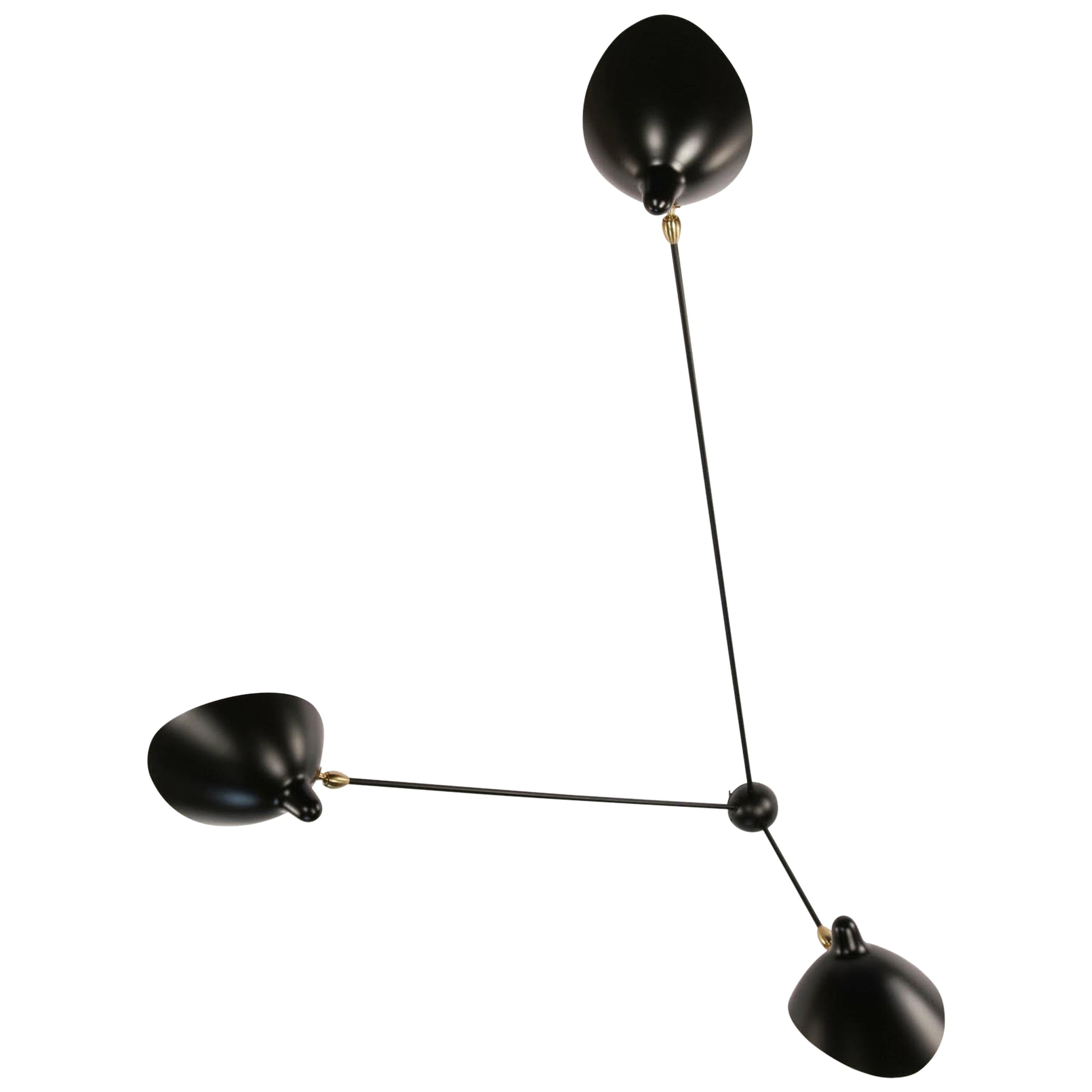 Sconce Serge Mouille Model "Applique Spider 3 Arms" in Black or White For Sale