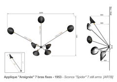 Wandleuchter Serge Mouille Modell „Applique Spider Seven Arms“ in Schwarz oder Weiß