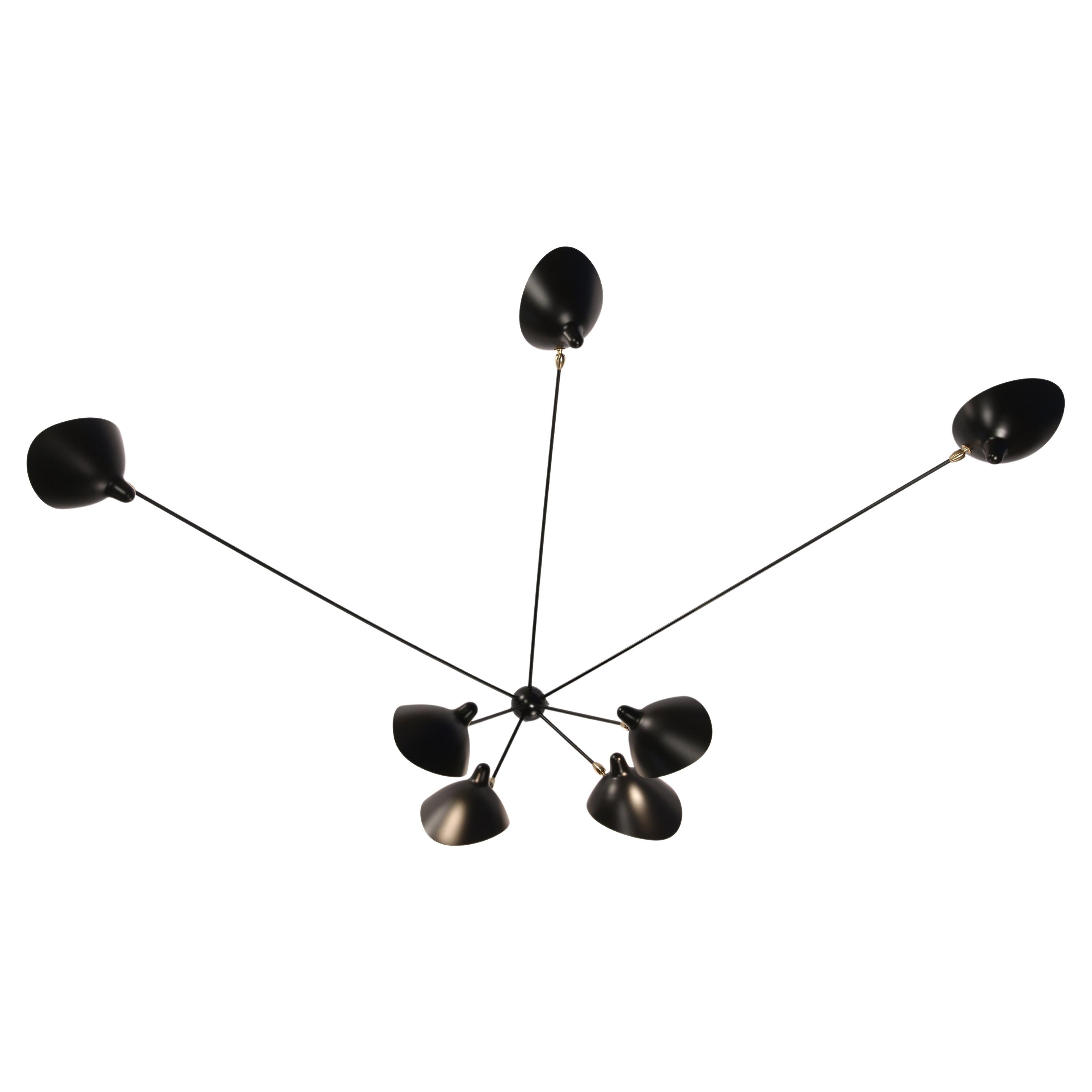 Sconce Serge Mouille Model "Applique Spider Seven Arms" in Black or White For Sale