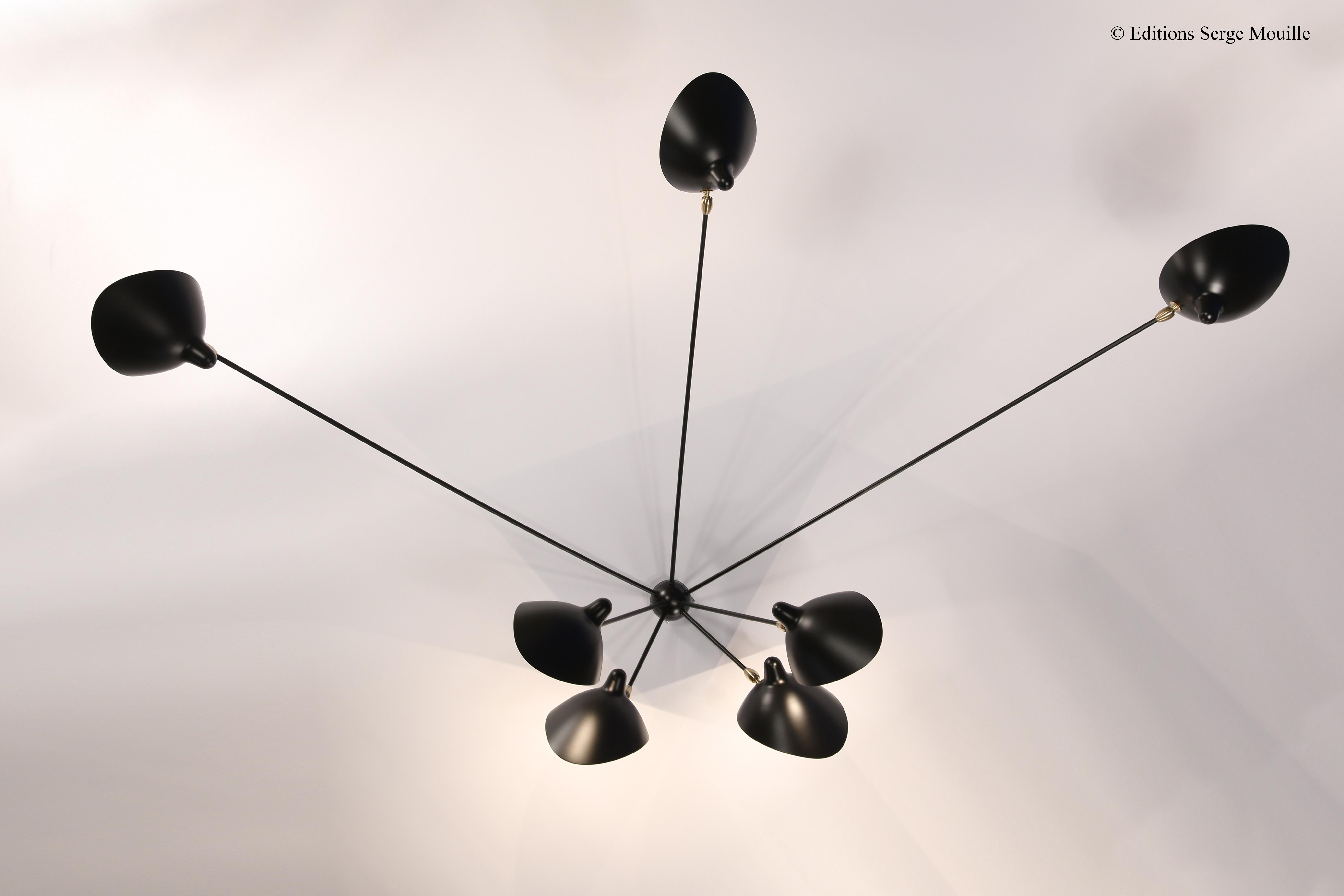 Sconce spider 7 still arms by Serge Mouille
Dimensions: D220 x W90 x H130 cm
Materials: Brass, Steel, Aluminum
One of a King. Numbered.
Also available in different color. 

All our lamps can be wired according to each country. If sold to the
