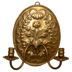 Sconce Wall Brass Repousse 2-Arm