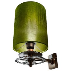 Sconce Wall Lamp Brass Iron Burnished Green Italy 