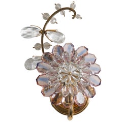 Sconce Wall Lamp with Glass Flower Attributed to Lobmeyr