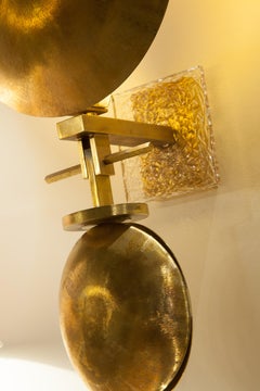 Sconce Wall Light Brass Golden Crystal Details Italy