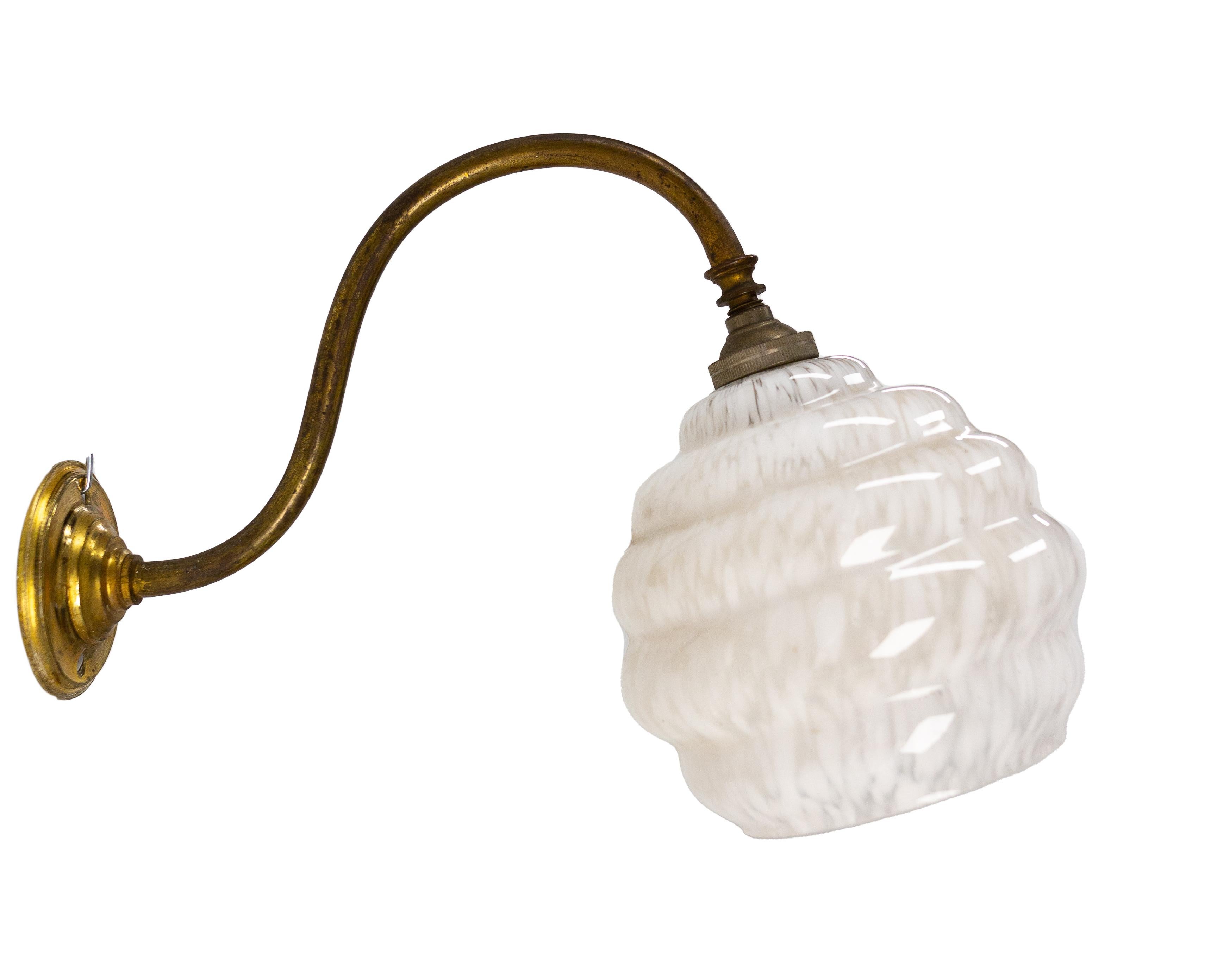 Sconce Wall Light Clichy Copper and Glass French Early 20th Century In Good Condition In Labrit, Landes