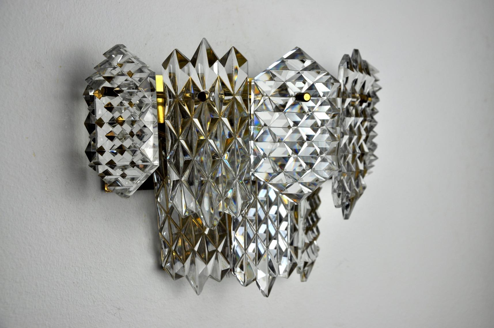Hollywood Regency Sconce with 8 Crystals from Kinkeldey, Germany, 1970s For Sale