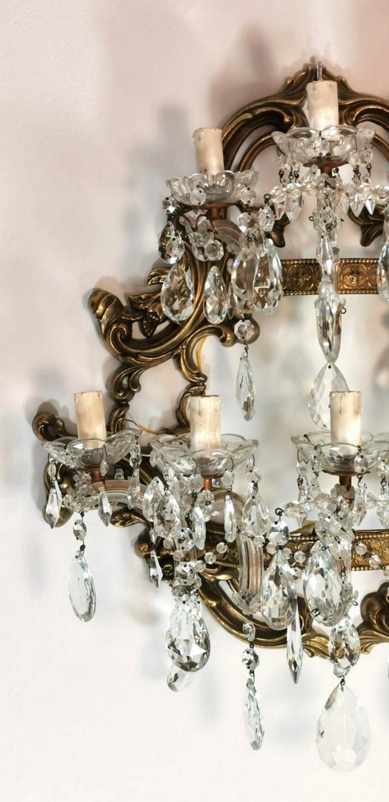 Louis XV Maria Teresa Style Italian Venetian Big Crystal Sconce 8 Lights