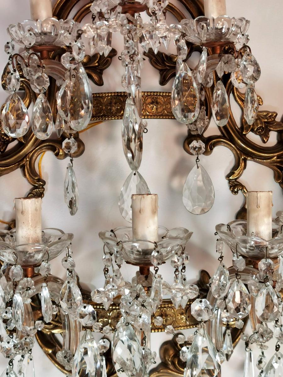 20th Century Maria Teresa Style Italian Venetian Big Crystal Sconce 8 Lights